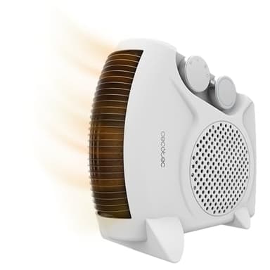 Cecotec Chauffage électrique à faible consommation ReadyWarm 2000 Max Dual White. Ventilateur chauffant de 2000 W, Oscillation de 65°, 3 Modes, Thermostat réglable, Zone de couverture 20 m2, Blanc