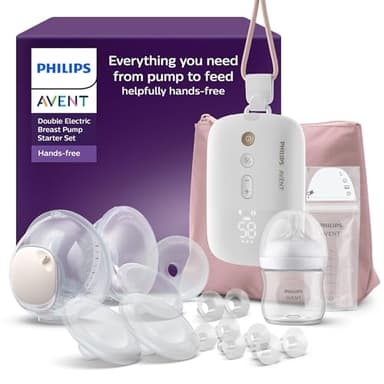 Philips Avent - Kit de tire-lait électrique mains libres, moteur de qualité hospitalière, imite le rythme de succion de bébé, jusqu'à 85 aspirations par min, 6 téterelles et 8 inserts, SCD553/11