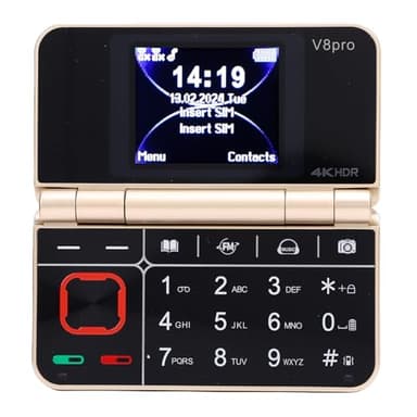 Bewinner Téléphone Mobile Pliable et Pliable avec Grand Clavier, Radio FM, Support Multi-Langues, Double Affichage, Téléphone Portable Senior Léger pour Les Voyages Quotidiennement (Doré)