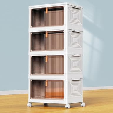 SavvyStor Boite de Rangement avec Couvercle, 23L*4 Boite Rangement Plastique Empilable, Caisse Tour Rangement Organisateur pour Cuisine, Salon, Chambre