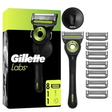 Gillette Labs Rasoir Pour Homme Avec Barre Exfoliante, Edition Neon Night, Manche Réutilisable Et 8 Cartouches De Recharge GilletteLabs A 5 Meilleures Lames De La Marque, Rasage Du Visage Confortable