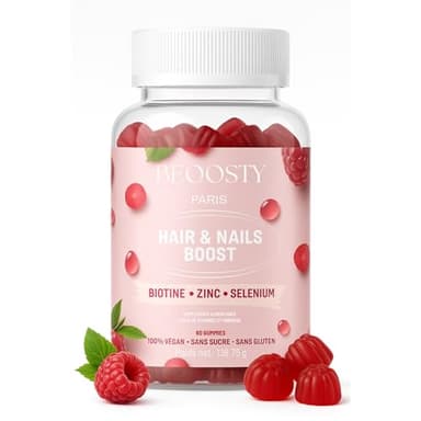 GUMMIES POUSSE CHEVEUX - Pousse Cheveux Très Rapide - Anti Chute De Cheveux Femme - Compléments Alimentaires - Concentration Optimale - Biotine, Zinc, Vitamine B8, C, B6 - Cure 1 mois - BEOOSTY