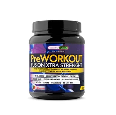 Healthy Fusion PreWorkout | Bêta-Alanine, L-Arginine AAKG, Créatine, Caféine et Taurine | Énergie Explosive, Force, Endurance et Récupération Optimisée | Sans effets secondaires | 300g Saveur Pastèque