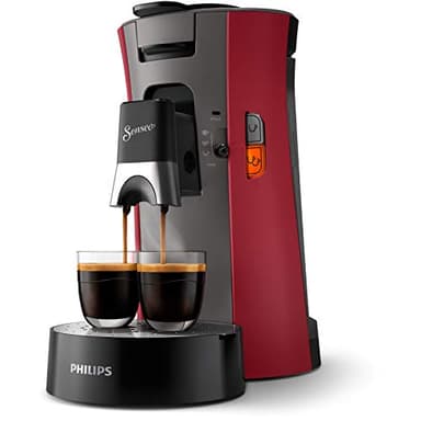 Philips CSA240/91 Machine à Café à Dosettes SENSEO Select Eco, Intensity Plus, Crema Plus, Fonction Memo - Rouge intense