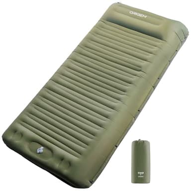 Origem Matelas Camping de 14cm d'épaisseur, Matelas Autogonflant Ultra Léger, Matelas Trekking avec Pompe à Pied et Oreiller pour Tente, Plage, Randonnée