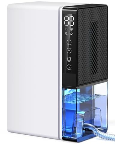 Déshumidificateur d'Air 2800ML, Déshumidificateur Electrique 24H de Minuterie, 7 Lumières de Couleur, Arrêt Automatique, Dégivrage, Déshumidificateurs Maison, Chambre, Moisissures, Bain（600ML/24H）