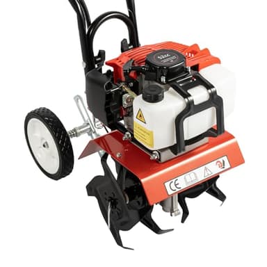 DAOHHFO Motoculteur à essence 52CC à essence 2 temps 3 CV L x L 7000 tr/min réglable en hauteur pour ferme, vergers et jardins