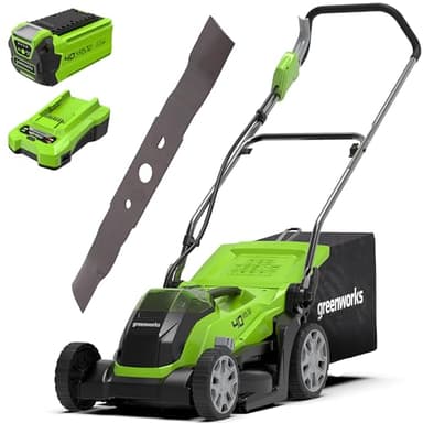 Greenworks 40V Tondeuse à Gazon sans Fil pour Pelouses Jusqu'à 500 m², Largeur de Coupe de 35 cm, Sac de 50L sans Batterie 40V Ni Chargeur, Garantie 3 Ans-G40LM35K2 + Lame de Rechange de 35 cm