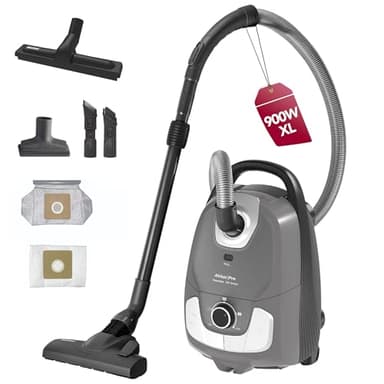 Akitas C11 900W Aspirateur avec Sac Câble de 7m Puissance d’Aspiration réglable Nettoyage Multi-Surface pour Sols Durs et Moquettes Tête de Rechange Incluse Accessoires Inclus