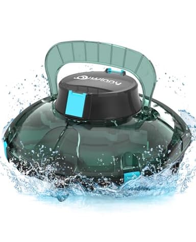 WINNY POOL CLEANER Winny 200 Robot Piscine, Aspirateur Piscine sans Fil avec Batterie, Autonomie 75 Min pour Piscines Hors-Sol 60 m², Double Filtration, Stationnement Automatique(Vert Transparent)