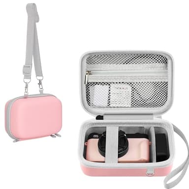 Leayjeen Étui de Protection pour Appareil Photo numérique 4K, Compatible avec Les modèles Saiyuanxing/VAHOIALD/GUEVWES/AUREAPIX/HOOPWNE, avec dragonne et bandoulière(Seulement l'étui) Rose