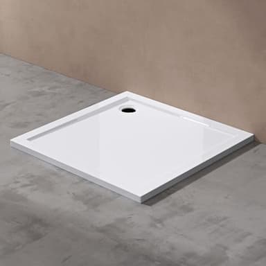 doporro Receveur de Douche Antiglisse Bac à Douche Carré Extraplat Acrylique Blanc Faro01 90x90x4cm