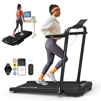 Mobvoi Home SE Tapis de course, Pliable 3 en 1 Tapis de marche électrique, 2,5 CV, compact et portable sous le bureau,12 km/h, télécommande, écran LED, peu encombrant, pour le bureau à domicile,120 kg