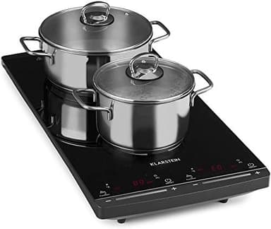 Klarstein VariCook Domino Plaque de cuisson à induction, deux plaques, 3100 W, verre-céramique, noire, 2900 W