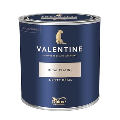 Dulux Valentine - La VALENTINE - Peinture intérieure en phase aqueuse de haute qualité - Couleur intense & pouvoir couvrant élevé - Mat Velouté Métal Platiné 1 L