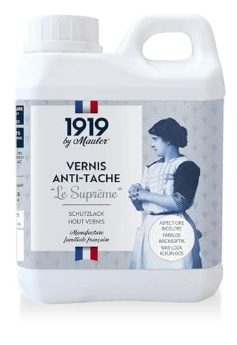 1919 BY MAULER - Vernis bois et peinture Multisupport Le Suprême - Satiné Aspect Cire - 1L - Anti-Rayure, Anti-Tache - PV Contact Alimentaire