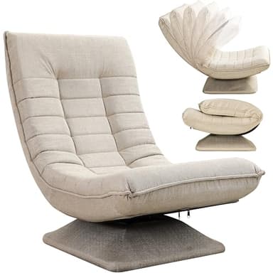 Casaria® Fauteuil Tout Confort pivotant à 360° Crème capacité de Charge de 150kg siège de Gaming 58x57x84/87cm Relaxation