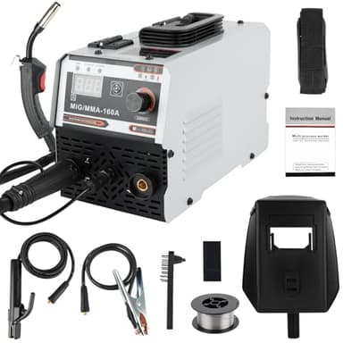Poste à Souder à Fil Fourré Sans Gaz, Poste à Souder Multi-Procédés 220V 3 en 1, Avec Poste à Souder Double Sans Gaz 1kg MIG/MMA-160A, Avec Affichage Numérique LED, Pour Professionnels et Bricoleurs