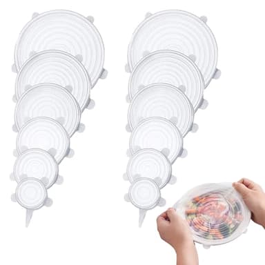 Couvercle Silicone Extensible,Couvercle Silicone Alimentaire,12 PiècesCouvercle Silicone,6 Tailles Différentes,Réutilisable Alimentaire Couvercle Universel Pour Fruits,Bocaux,Bols