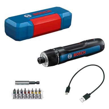 Bosch Professional tournevis sans-fil Bosch GO 3 (avec set de 8 embouts, porte-embout, câble USB-C, mini coffret), Blue, 06019H2201