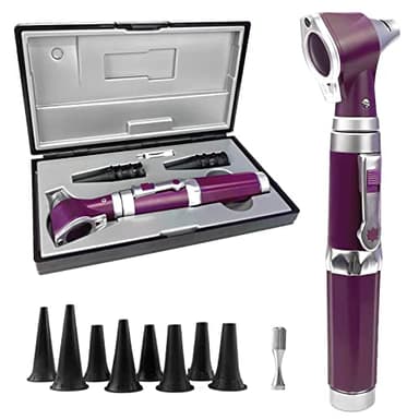 Scian Otoscope Oreille Medical Sion Avec LED Léger, 3x Zoom, 8 Pointe Du Miroir Outils De Soins Auriculaires Diagnostiques - Mini Poche Médical Otoscop Set Pour Docteur., Adultes, Pets (Violet)