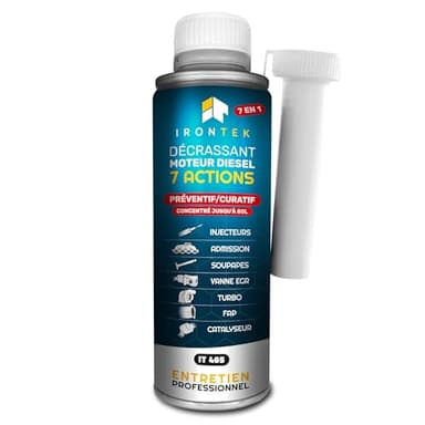 Décrassant Moteur Diesel 7en1 375ml - IRONTEK | IT405 | Sans Démontage | Régénération FAP Turbo EGR Injecteurs | Traitement Complet Premium