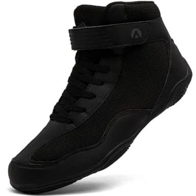 Mufanton Chaussures de Lutte pour Hommes Bottes de Boxe pour Homme Wrestling Shoes Chaussures d'arts Martiaux antidérapantes,Noir,EU42