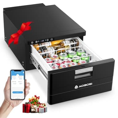 AAOBOSI 31L Tiroir Glaciere Electrique, Frigo Voiture avec APP, Réfrigérateur pour Camping-Car 12V/24V, -20℃ à 20℃ Glaciere a Compression pour Voiture, Camions, Caravanes, Bateaux, Camping et Voyages