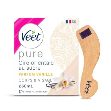 Veet PURE - Cire Chaude au Sucre et Vanille - Epilation Sans Bande, Vanille, 250 ml