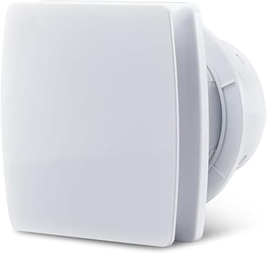 Glovios Extracteur d'air 100mm, Ventilateur de Salle de Bain Silencieux Blanc au Plafond et Montage Mural avec Clapet Anti-Retour pour WC, Cuisine, Fenêtre Loft et Cave, IPX4