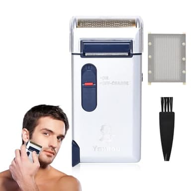 Rasoir Électrique Homme, Rasoir Electriques Hommes Cheveux, Tondeuse Barbe Homme, Rasoirs Tete Chauve, Tondeuse à Barbe pour Cadeau Voyage, Rechargeable (Argent)