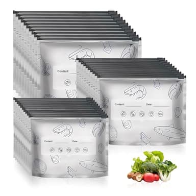 HMCEY Lot de 30 Sac Congelation Zip,Sac de Conservation Alimentaire,Sachet Nourriture Réutilisables,Reusable Freezer Bags,Snacks Sacs de Rangement Sandwich,Sacs de Stockage Alimentaire pour Fruits