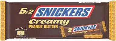 SNICKERS CREAMY - Barre Chocolat au Lait, Beurre de Cacahuètes & Caramel - 5 x 36,6g - 5 Sachets Individuels de 2 Barres Chocolatées - 182,5g