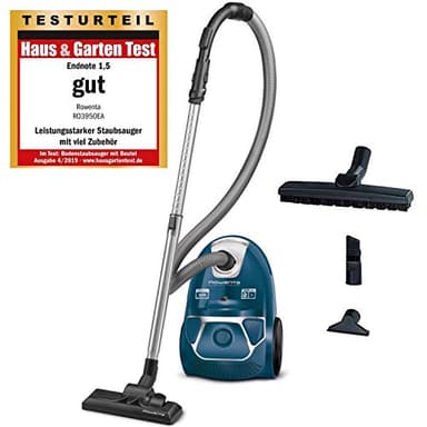 Rowenta RO3950 Aspirateur avec Sac Compact Power (énergie 3 x AAA Classification, 750 W = 2000 W, 3, 0L, Indicateur de Niveau de poussière, Brosse de Sol, Brosse de parquet)