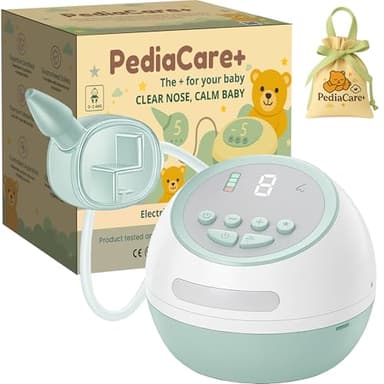 Pediacare+© Mouche Bébé Électrique Aspirateur Nasal Nez Bouché Nouveau-Né Enfant Rechargeable USB Silencieux Hygiénique Embouts Souples Filtres Lavables Nettoyage Facile Portable Sécurisé
