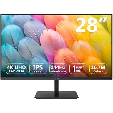 Z-Edge Écran PC 28'' 144Hz, 4K UHD (3840x2160), IPS Panel, 1ms, Moniteur Gaming 16:9, Adaptive Sync, Lunette Ultra-Fine, Inclinaison Réglable, 2×HDMI2.1 & 2×DP1.4, VESA 100 * 100mm (DP Câble Inclus)