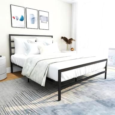 sinlikon Ensemble Sommier et Matelas 160x200CM Epaisseur 14CM avec Couette Oreiller,Cadre de Lit Tete Metal,2 Colis,Assemblage Requis (160x200CM)