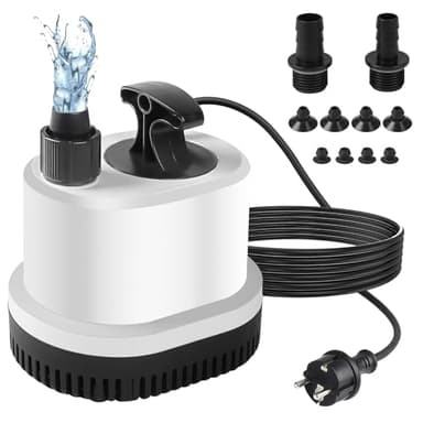 EXLECO Mini pompe submersible ultra silencieuse 2500 l/h, 40 W, 220-240 V, câble 2,3 m, 3 buses