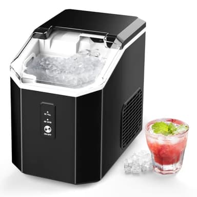 Machine à glaçons - Machine à glace pilée - Portable - Auto-nettoyante - Avec fonctionnement en un clic - Glace à mâcher douce en 7 minutes - 16 kg/24 h - Machine à glace pilée pour la maison