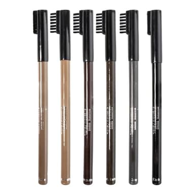 Lot De 6 Crayon Sourcil Waterproof Avec Brosse, Crayon Goupillon Sourcil Longue Tenue, Eyebrow Pencil, Sourcils Maquillage, Marron Foncé Gris Noir