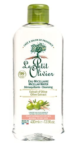LE PETIT OLIVIER - Eau Micellaire Démaquillante Visage & Yeux - Extrait D'Olive - Nettoie & Démaquille - Peaux Normales à Sèches - Yeux Sensibles - 98% D'Origine Naturelle - Fabriqué en France - 400ml