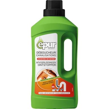 Epur - Déboucheur Canalisations Biologique, à base d'enzymes, Débouche, nettoie et désodorise, Elimine bouchons, saletés et odeurs, Toutes fosses septiques, 1 L