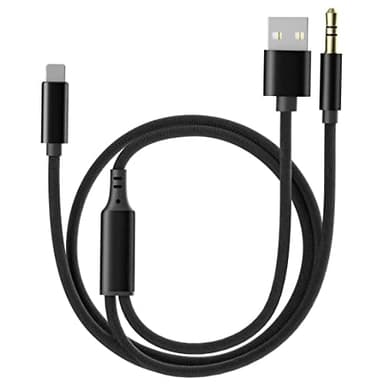 TargetGo [Améliorer] Câble Aux pour iPhone, câble audio de charge 2-en-1 pour iPad, câble Aux Jack 3,5 mm fonctionne avec les écouteurs de haut-parleur stéréo de voiture (3,94 pi)