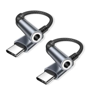 Adaptateur USB C Jack de Casque 3,5mm (0,12m,Lot de 2), Adaptateur Écouteur USB C Jack 3,5mm,Audio AUX Adaptateur Jack iPhone USB C avec DAC pour iPhone 16/15,Galaxy S24 S22,P60/50,Pixel,iPad,Huawei