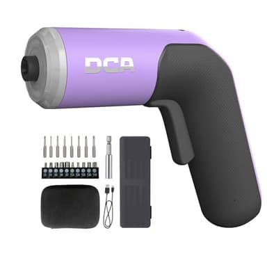 DCA Tournevis électrique 4V, 5 N·M avec batterie Li-ion 2000 mAh, mandrin hexagonal magnétique 6,35 mm, câble de charge USB-C, 18 embouts pour réparations de meubles,violet ADPL05-5