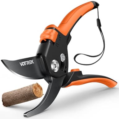 VOTREK Sécateur de Jardin Bypass Pro 21,5 cm – Pour Mains Fragiles avec Réglage Progressif, Lame SK5 & Ressort Intégré – Secateur et Ciseaux Jardinage pour Rosiers et Fruitiers –Un Cadeau Jardin Idéal