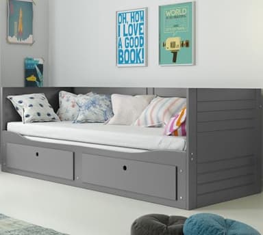 Interbeds Lit gigogne-Lit Banquette- Hermes- 80 x 160/200 cm Sommier-2 Places- Tirois-sans Matelas (Gris)