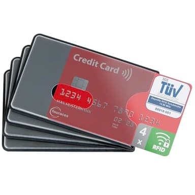fouraces RFID Protection Carte bancaire - 4 pièces - Porte-Carte Anti fraude - etuis Anti RFID NFC - Plastique - Transparent - pour Cartes Bleue et sans Contact