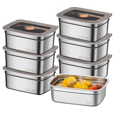 6 Pièces Boite Alimentaire Inox, 1200ml Boîtes de Conservation Alimentaire avec Couvercle Transparent, Boîtes À Charcuterie Fresh, Meal Prep Récipients Alimentaires, Boites Alimentaires Fermétiques