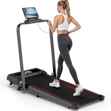 6 en 1 Tapis de Course Pliable, VANNECT Tapis de Marche, Équipé d’Un écran LED et d’Une App Intelligente, Silencieux Tapis de Course Pliable Inclinable, pour la Maison et Le Bureau, Charge Max 160KG